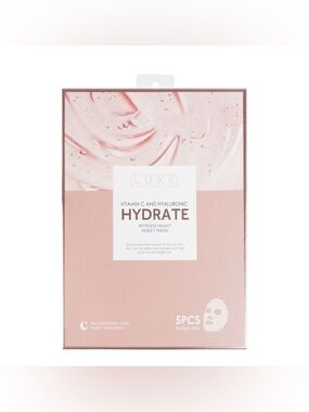 5 for $35 ONE package Luxe Hydrate Facial Sheet Masks. 5 face mask come package.